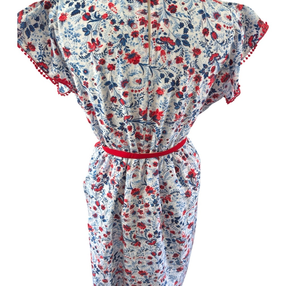 Vintage Ann Taylor Dress with Blue and Red Floral Pattern - Picture 3 of 5